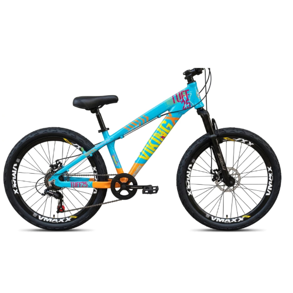 Bicicleta VikingX Tuff 25 Aro 24 Azul/Laranja - 7 Marchas + Rodas Vmaxx