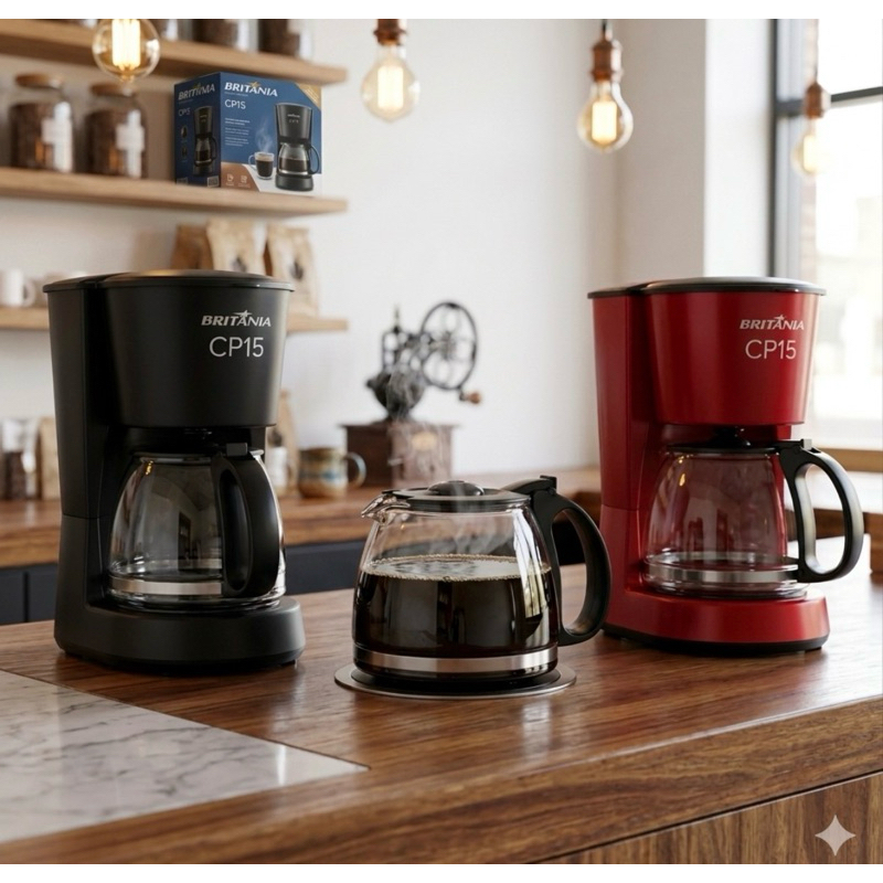 Jarra De Reposição Para Cafeteira Britânia Cp15 / Cp15 Inox/ Preto vidro Reforçado