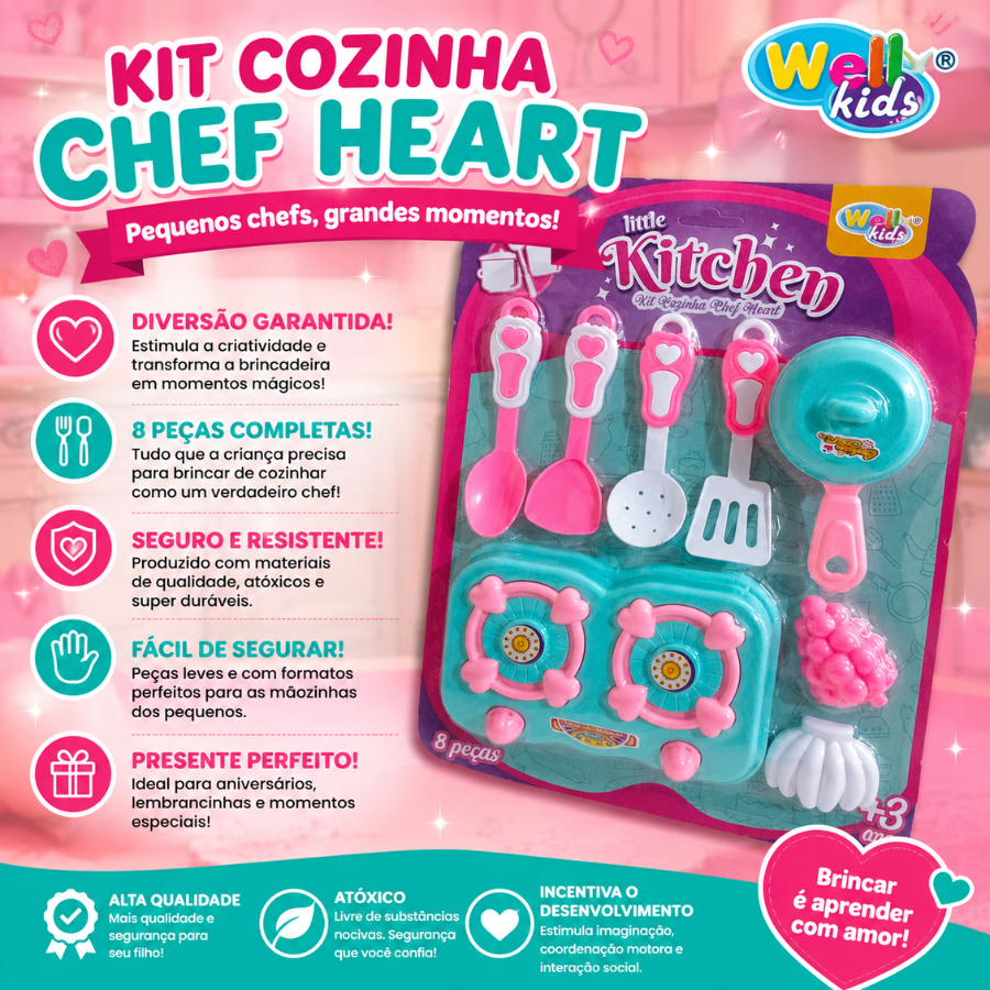 Cozinha Infantil de Brinquedo Completa 8 Peças Panelas Fogão Comidinhas