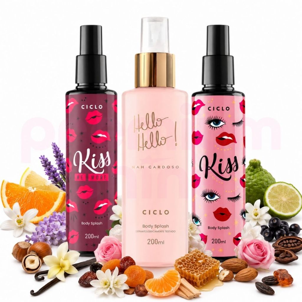 Body Splash Ciclo Cosméticos 200ml - Todas Fragrâncias: Kiss, Kiss You More, Hello Hello Nah Cardoso
