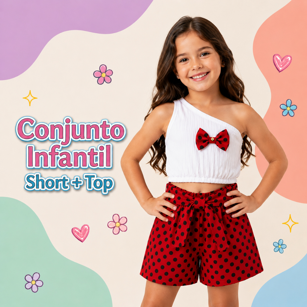 Conjunto Feminino Juvenil Menina 1 a 6 anos Criança Casual