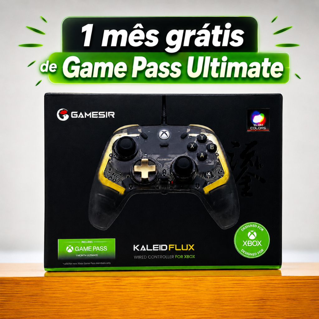 Controle Xbox GameSir Kaleid Flux Lacrado Hall Effect RGB + Game Pass Ultimate