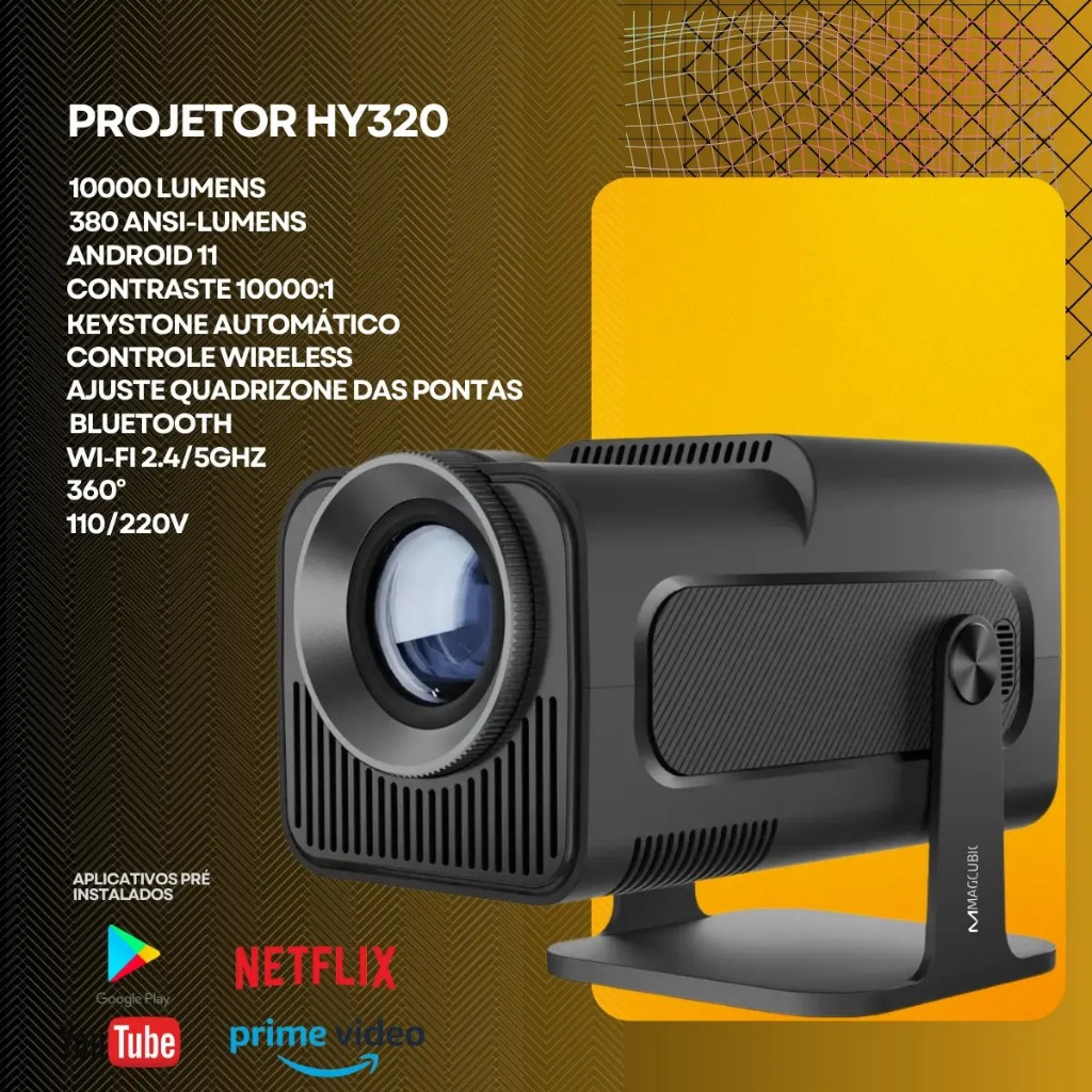 Hy320 Projetor 4k Mini Wi-fi Smart Tv Portatil Preto 127/220v — imagem 2 de 2