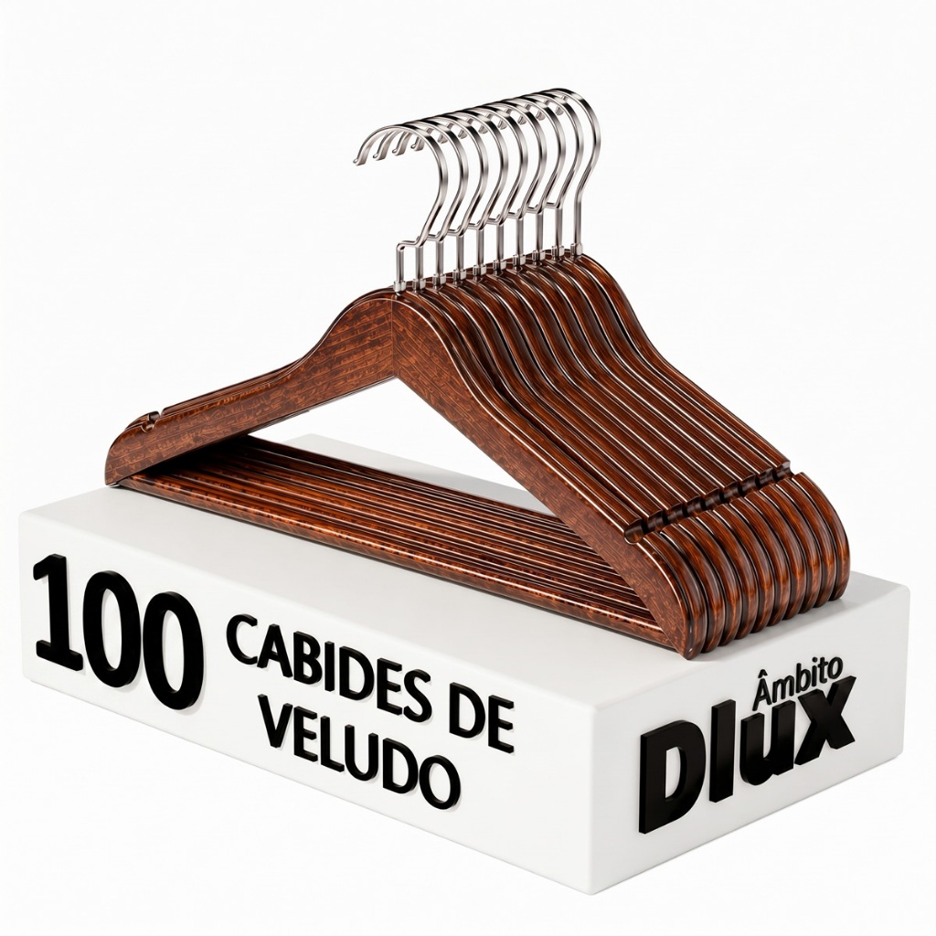 Ambito Dlux Kit 100 Cabide de Madeira para Armário Organização de Roupas Quarto Loja Marrom Cabides Luxo