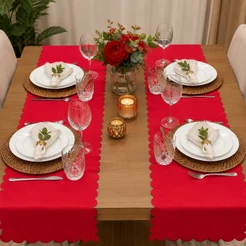 Caminho Trilho de Mesa 1,45 m x 0,45 Cm Caminho/trilho de mesa luxo 1,45m tecido oxford com detalhe em bordado