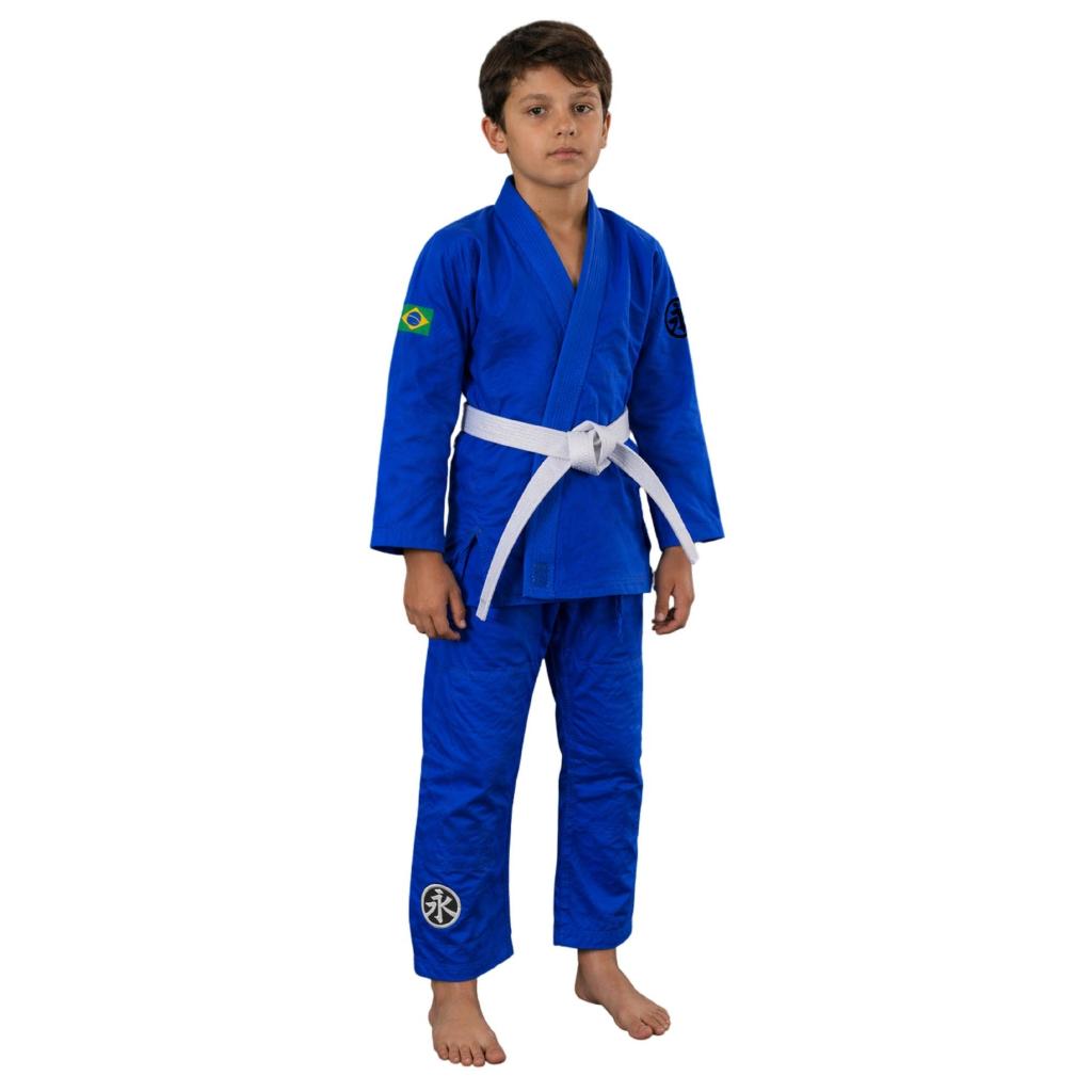 Kimono Jiu-Jitsu Infantil Keiko Trançado Azul