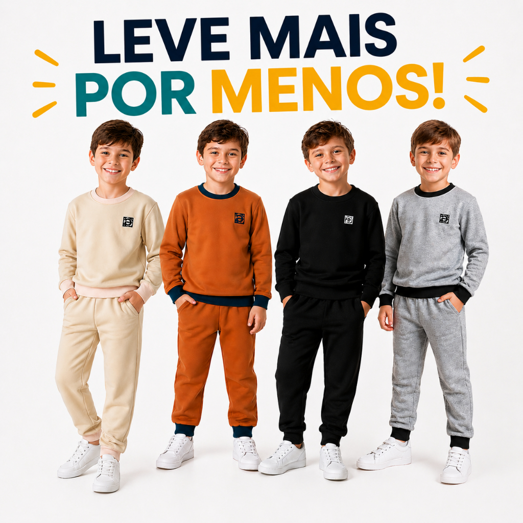 Conjunto Infantil Agasalho Moletinho Kit 2 Peças Masculino Inverno Quentinho