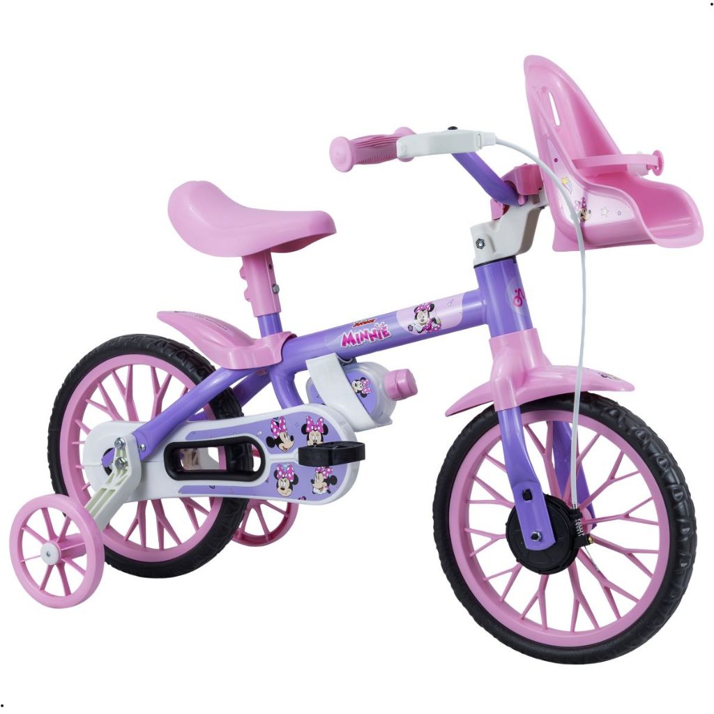 Bicicleta Minnie Infantil 3 anos Com rodinhas Nathor Aro 12