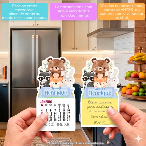BOSQUE AZUL MINI CALENDÁRIO OU BLOCO DE RECADO ARTIGOS DE FESTA CHÁ, NASCIMENTO LEMBRANCINHA DE ANIVERSÁRIO