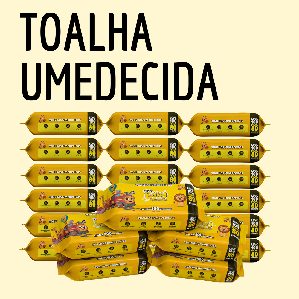 Kit Toalhas Umedecidas Pippo Baby Lenço Umedecido Infantil Higiene Bebê Menina Menino