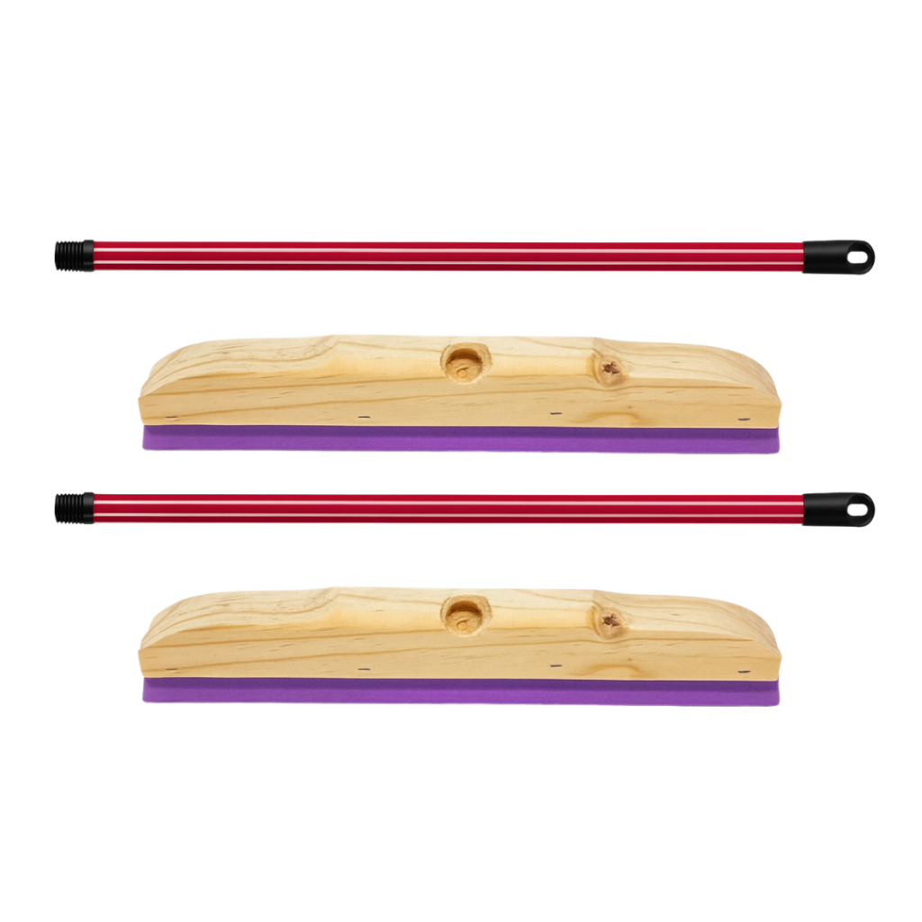 2 Rodos Madeira Duplo 30cm EVA Reforçado Com Cabo Puxa Seca Banheiro Cozinha Quintal Multiuso Oferta