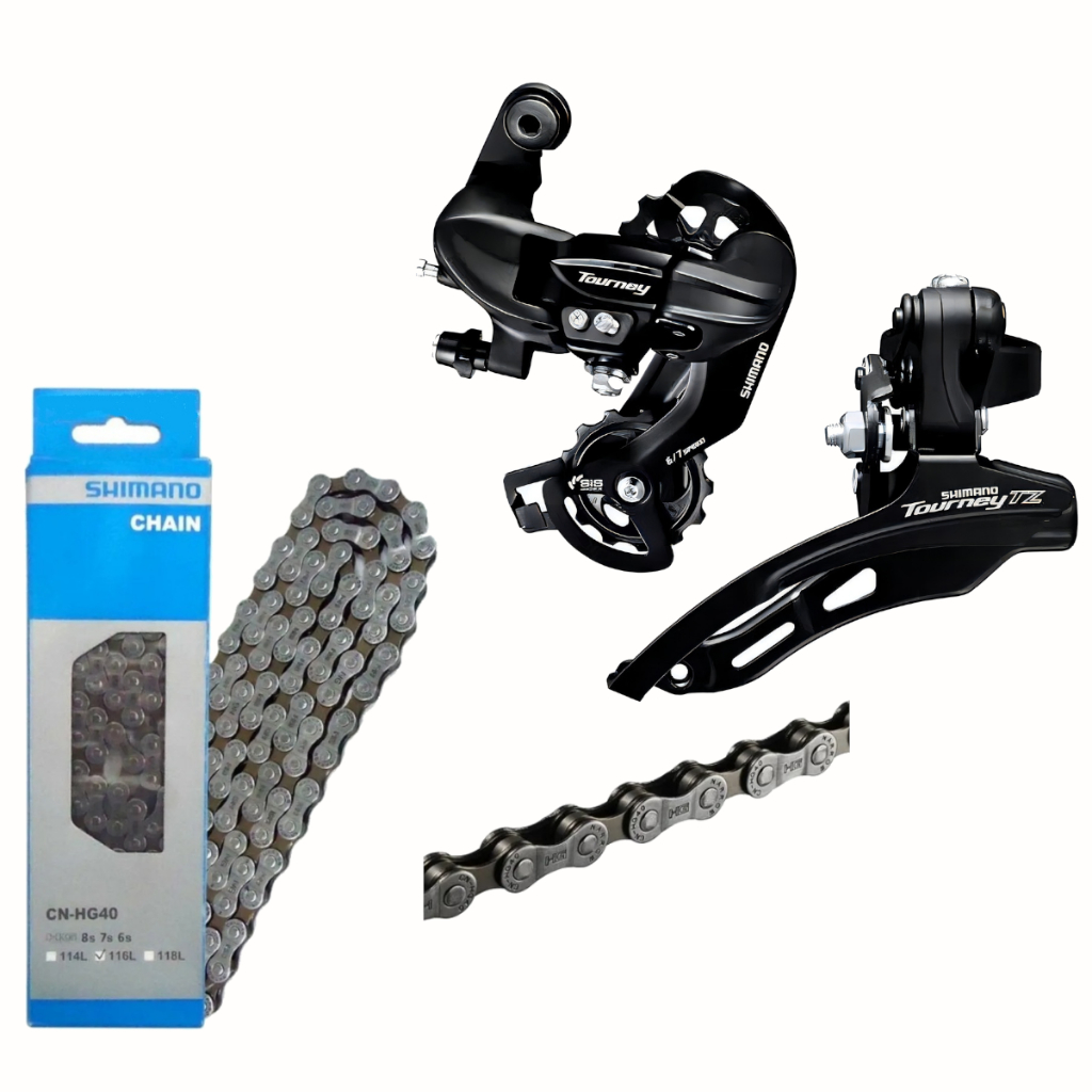 Kit transmissao Marcha Shimano Tourney Cambio Dianteiro Traseiro Corrente 7/8v Bicicleta Bike Mtb