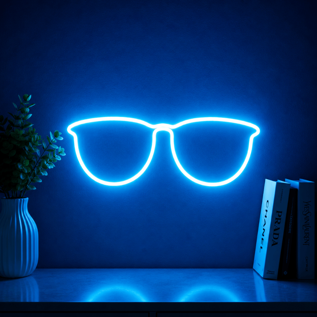 Luminária Led Neon Óculos 30 Cm Bivolt Letreiro Decoração Quarto Festa Balada Luz Parede Iluminação