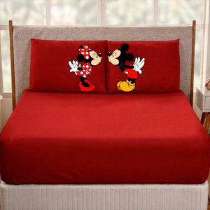 Jogo De Lençol Casal/Queen/King 3 Peças Tematico Diversos Ideal Para Cama Box Mickey e Minnie Beijo