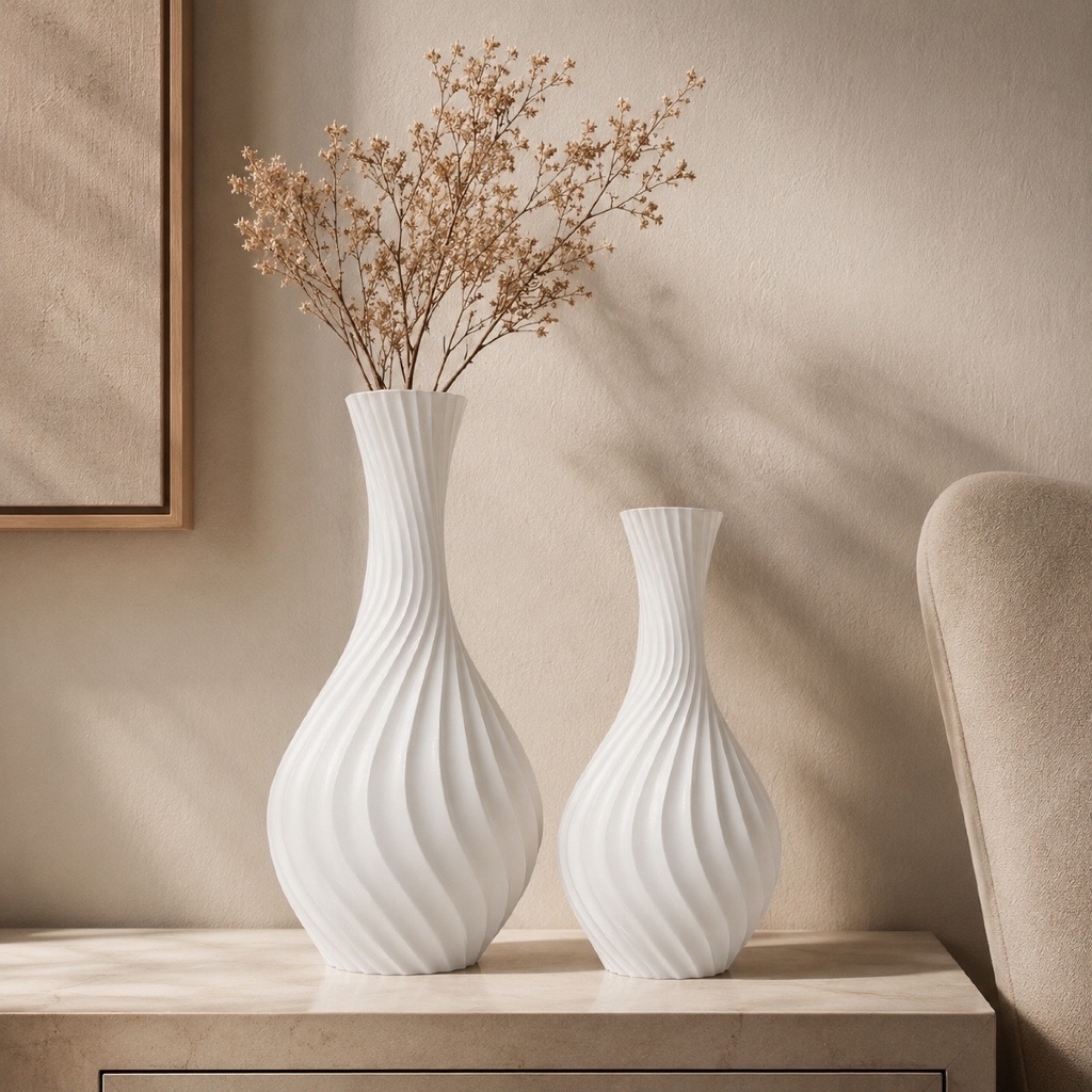 Kit 2 Vasos Decorativos Modernos Minimalista Sala Quarto Mesa 18cm e 15cm
