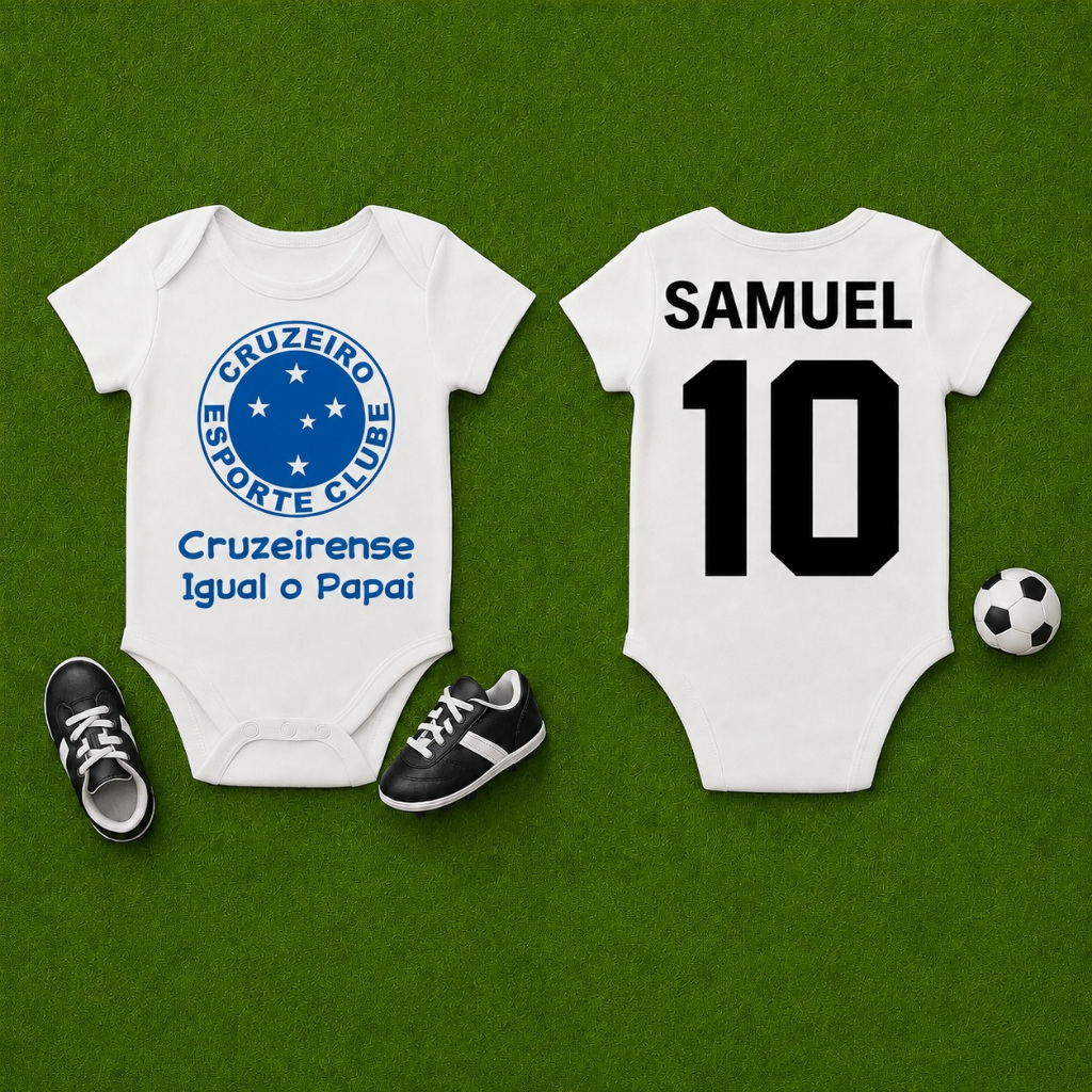 Body Bebê Cruzeiro Cruzeirense Cabuloso Raposa Igual o Papai Vovô Dindo Dinda Mamãe Personalizado