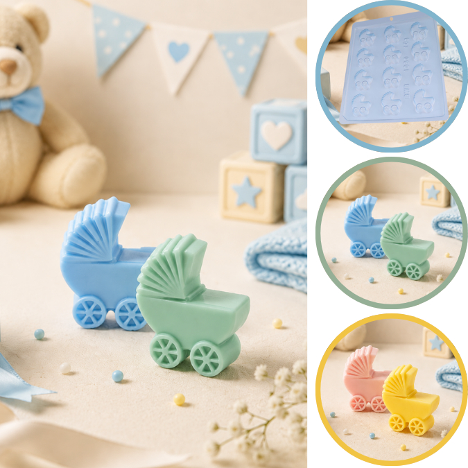 1~10 Forma Simples Carrinho De Bebê 1080(i6) em Acetato BWB Para Bombom,Doces Dia Das Crianças e Infantil (CHOCO)