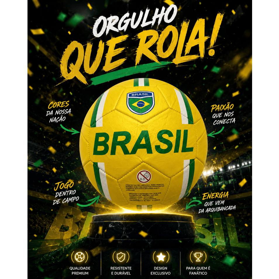 ⚽ Bola Brasil Futebol Campo Branco e Verde Amarelo – Estilo, Qualidade e Diversão! 🇧🇷