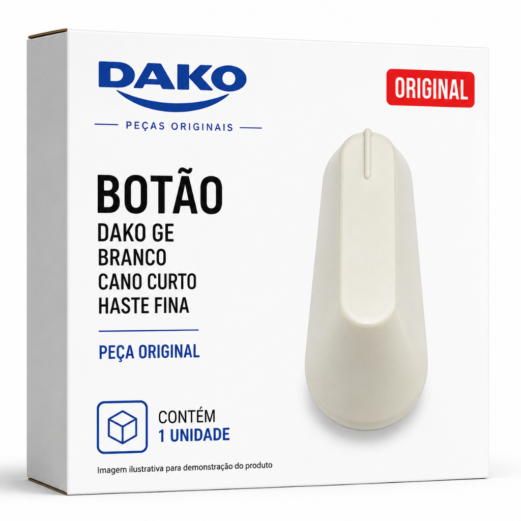 Botão Dako GE Branco Cano Curto Haste Fina 1 Unidade