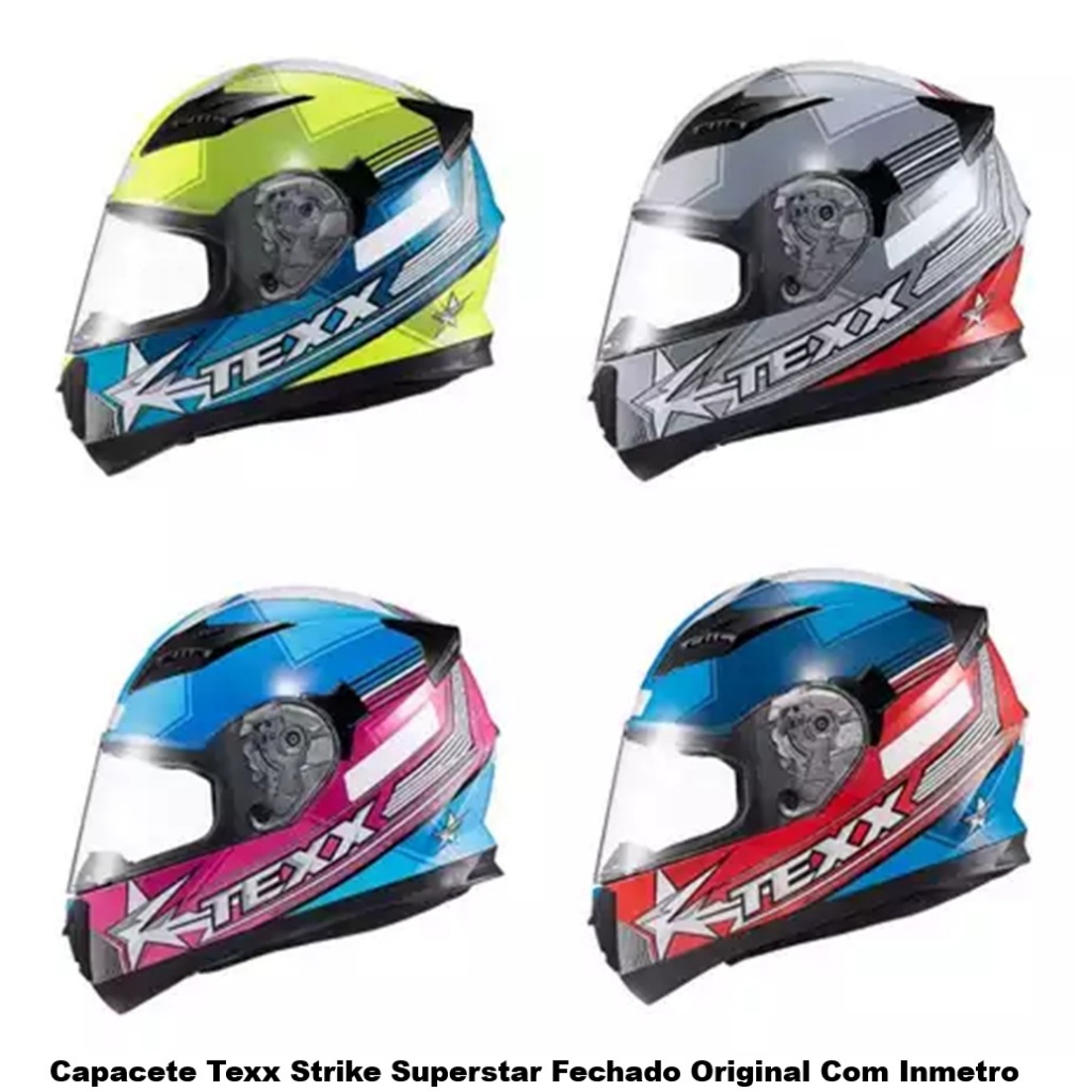 Capacete Texx Strike Superstar Fechado Original Com Inmetro