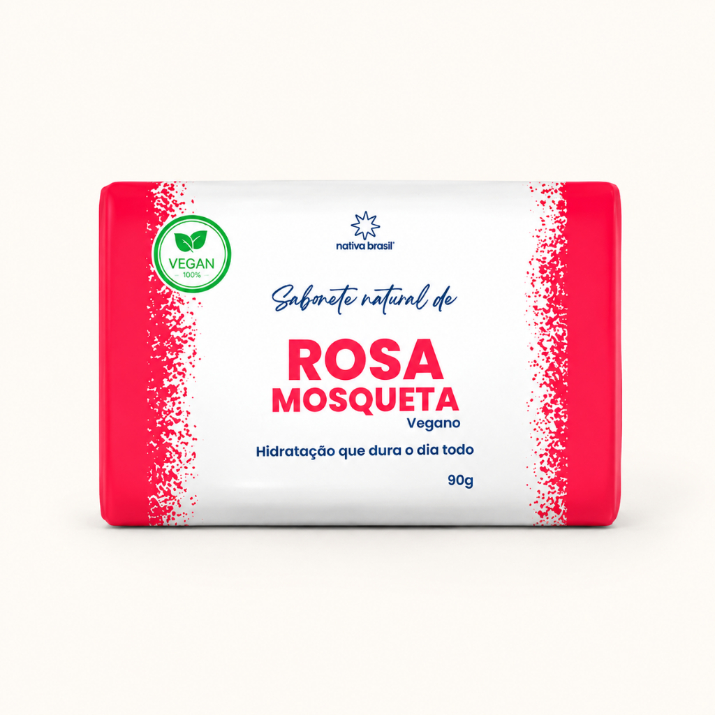 Sabonete Rosa Mosqueta Clareador e Hidratante  Uniformiza Manchas, Regenera e Ilumina a Pele