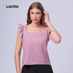 Lovito Blusa Feminina Manga Curta com Babados nas Mangas TKB394BRL423