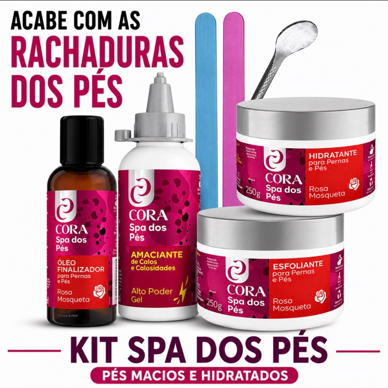 Kit Spa dos Pés Cora Rosa Mosqueta - Pés Macios e Hidratados