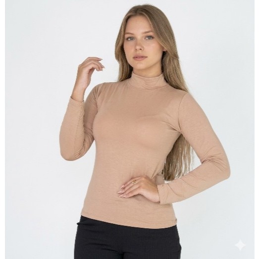 cacharrel feminino pra frio blusa gola alta versátil confortável manga longa CACHARREl