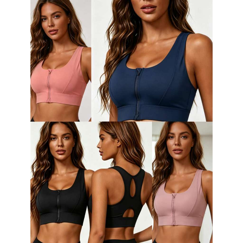 Top Esportivo Feminino com Zíper Frontal