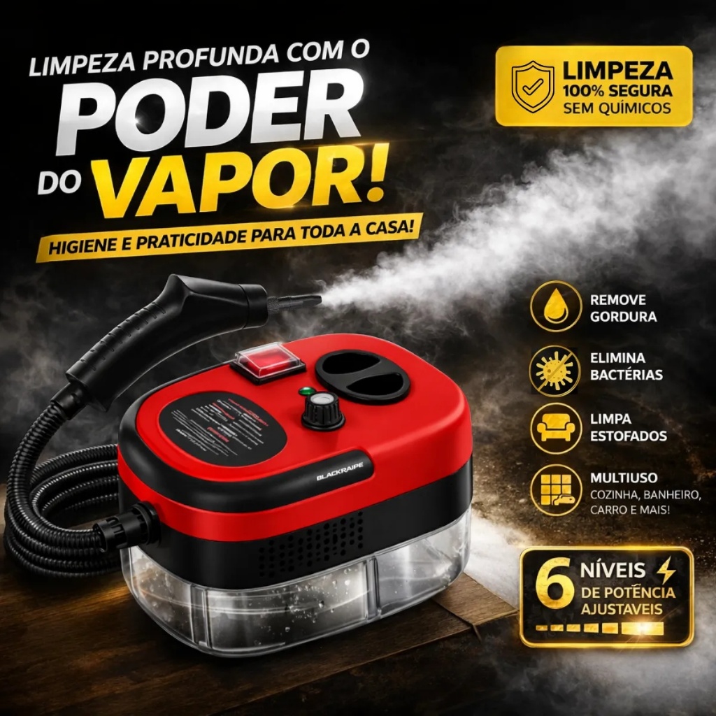Limpador A Vapor Vaporizador Alta Pressão 2500w Portátil1.2l Com vários acessórios