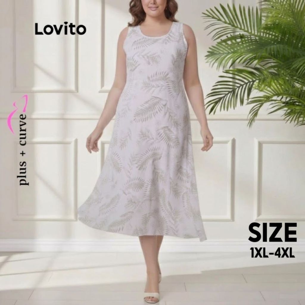 Lovito Vestido Plus Size Estampado DRB1BRL018