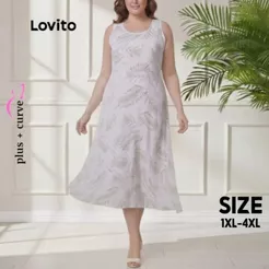 Lovito Vestido Plus Size Estampado DRB1BRL018