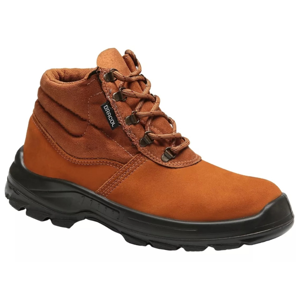 Bota Botina de Segurança EPI Bracol BAFN Couro Nobuck Bico PVC Amarrar - PFL