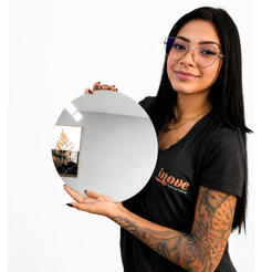 Espelho Redondo 30 cm Vidro Lapidado com dupla face – Ideal Para Banheiro Sala Quarto