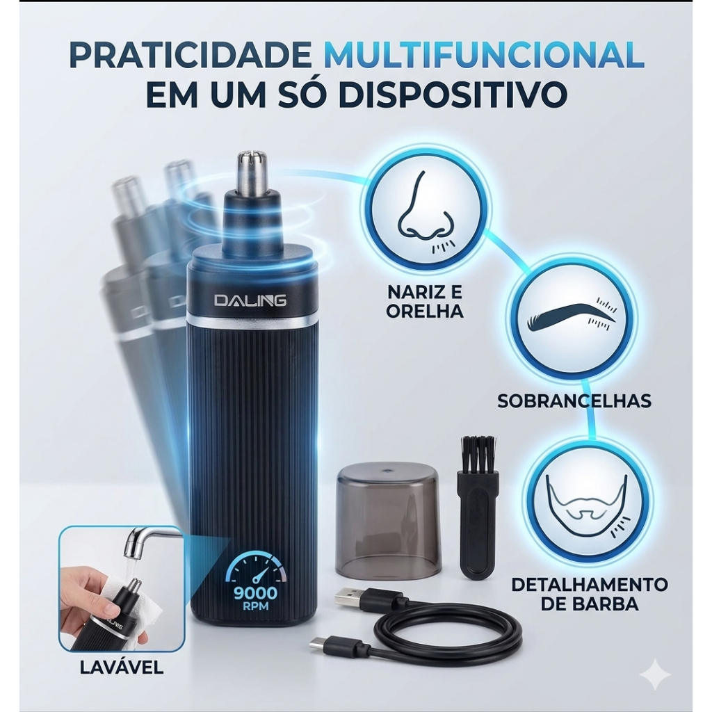 Mini Aparador de Pelos Tomate Recarregável USB Para Nariz Barba Orelha Alta Potência