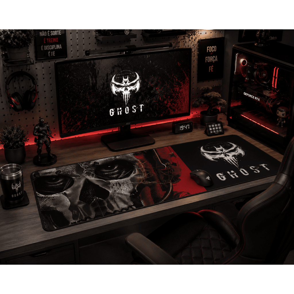 MOUSEPAD GAMER PREMIUM CALL OF DUTY GHOST TAMANHO 32cm x 75cm