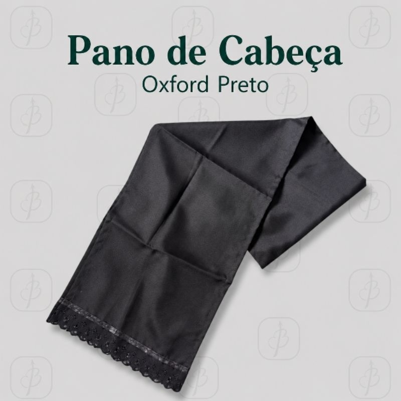 Umbanda Candomblé Pano da Cabeça Oxford Preto 1,90x0,35cm