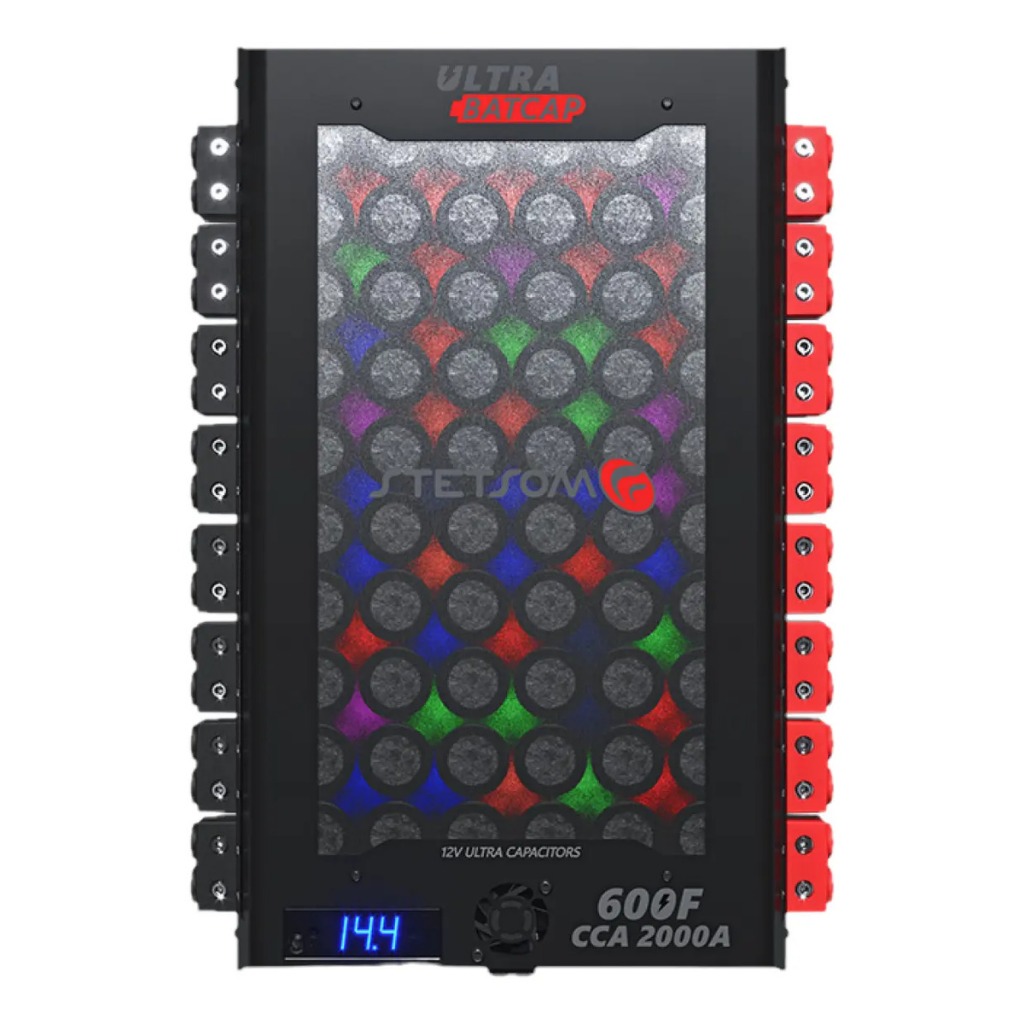 Capacitor Som Automotivo Stetsom 600F Ultra Batcap 2000A Barramento RGB 12V