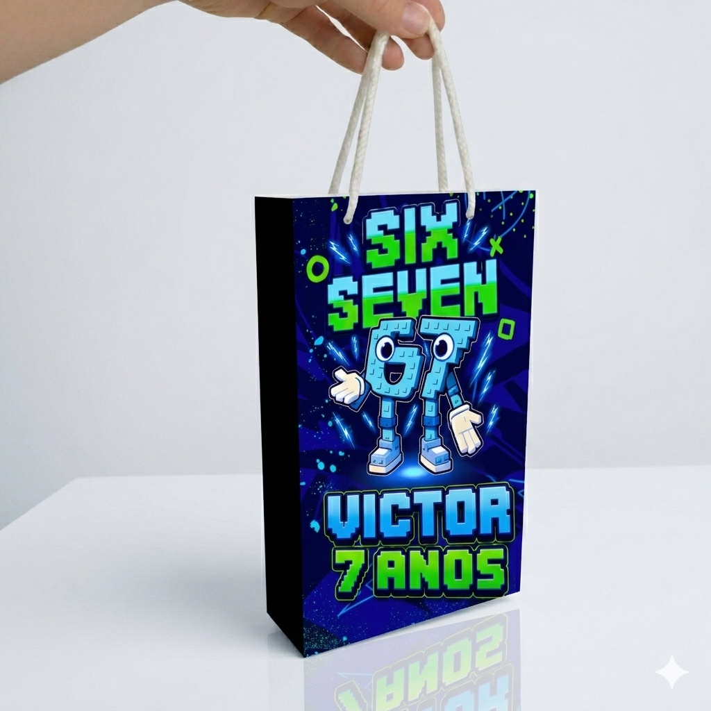 Sacolinha SIX SEVEN  Personalizado Sacolinha Lembrancinha Aniversário