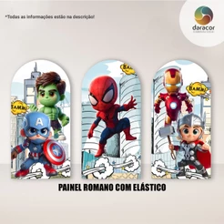 3 Capas de Painéis Verticais Heróis Baby Comics Face Única Retangular c/Overlock e Romano c/elástico Tam Diversos - R07