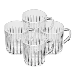 Jogo De 4 Canecas De Vidro Bangkok 230Ml Wolff Resistente Elegante Presente Decoração Café Chás Cozinha Casas Bar Bonito