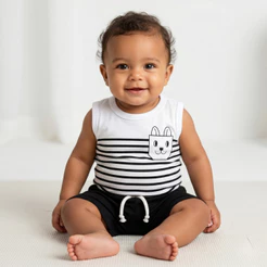 Conjunto Bebê Leve e Fresquinho Regata + Short Moletom 2 a 8 Meses