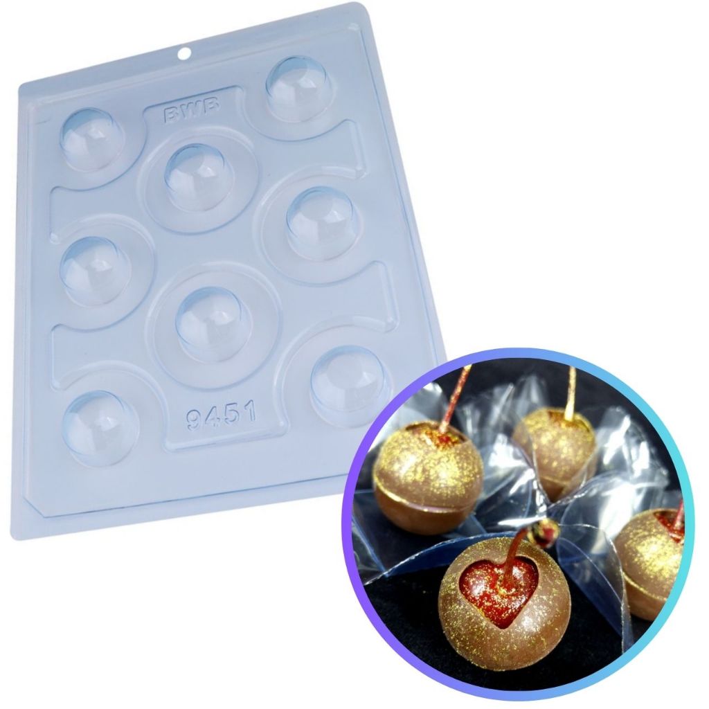 Forma De Acetato Especial Esfera Com Coração 3Cm 3 Partes
