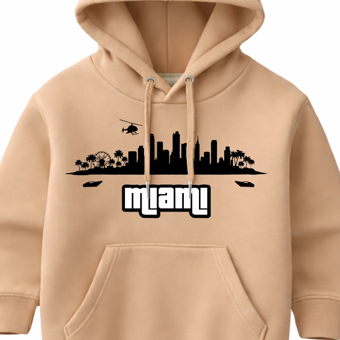 Moletom Canguru Infantil Flanelado Quentinho Miami City Estiloso Casaco Confortável Casual Despojado