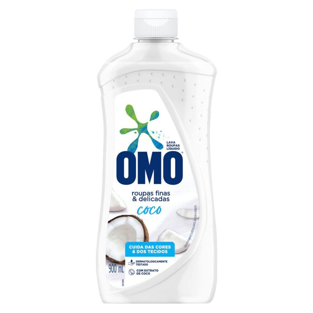 Lava Roupas Líquido Omo Roupas Finas e Delicadas Coco 900ml Sabão Eficaz para suas Roupas Macias