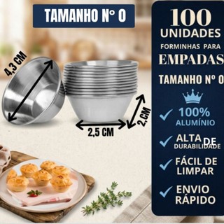Kit C/100 Formas de Empadas N°0 para festas 100% Alumínio, padarias e lanchonetes.