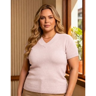 Blusinha Feminina Manga Curta Plus Size| Blusinha Plus Size Verão | Básica Manga Curta Plus Size