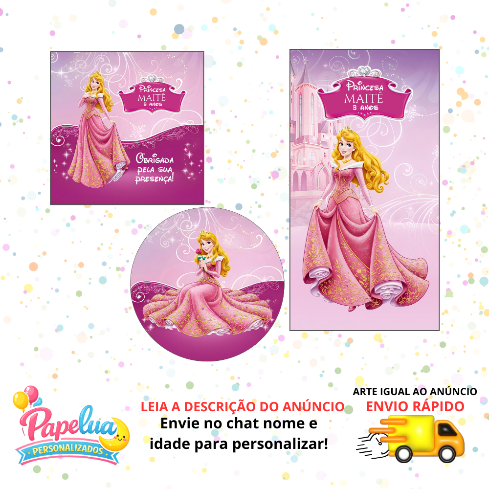 ADESIVOS PRINCESA AURORA PERSONALIZADOS (ENVIO RÁPIDO) - Lembrancinha Festa Infantil