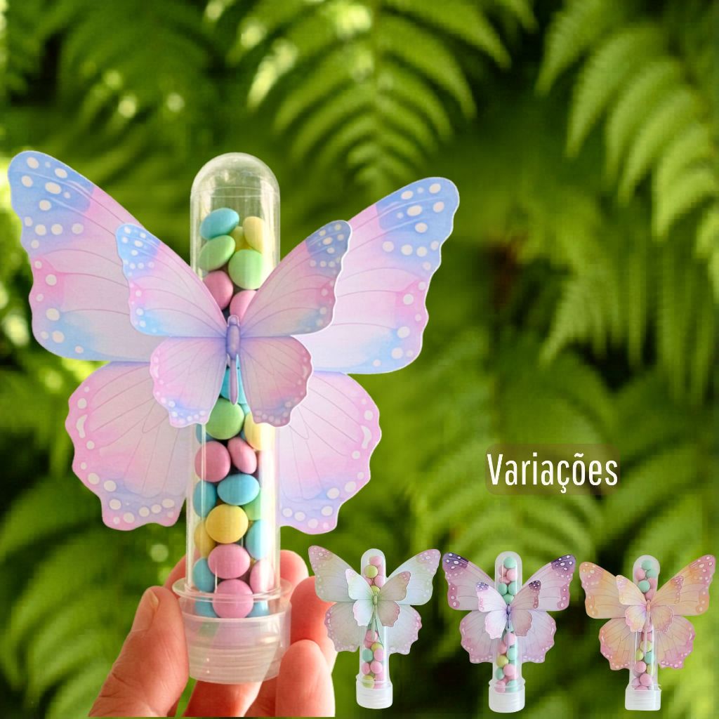 Kit Aplique Borboleta Candy Colors | Para Tubete Perfume Gloss Painel | Lembrancinha Jardim encantado