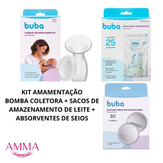kit Amamentação Completo com Bomba Coletora Sacos de Armazenamento e Absorvente de Seios Buba Mães